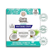 Gurunanda Teeth Whitening Strips with Coconut Oil-14 Enamel Safe Strips Brighter