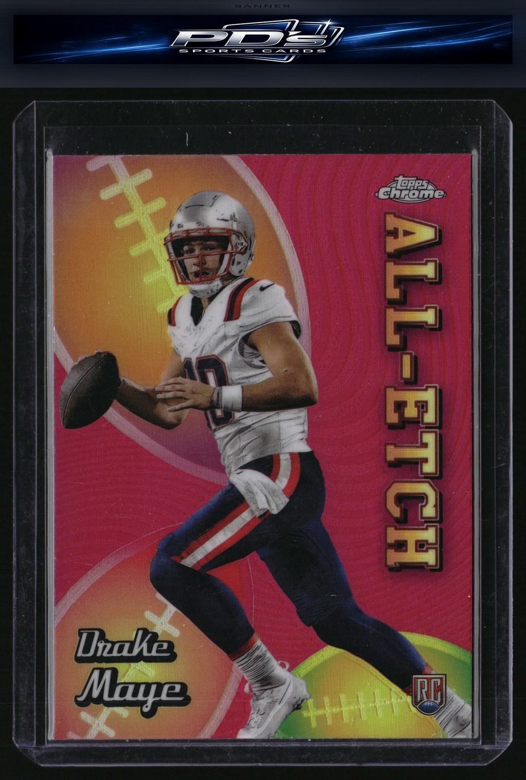 2024 Topps Chrome #CAE-DM Drake Maye Chrome All-Etch Pink Refractor
