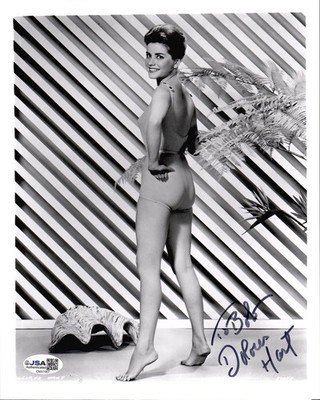 DOLORES HART AUTOGRAPHED 8x10 PHOTO      GREAT SWIMSUIT POSE      TO BOB     JSA