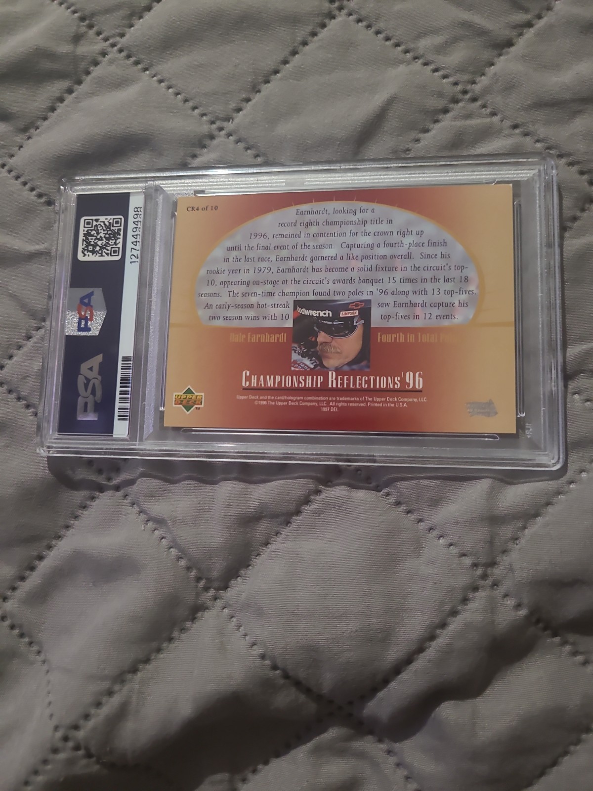 1997 Upper Deck Victory Circle Dale Earnhardt Championship Reflections PSA 8 view 12