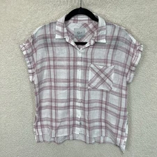 Rails Whitney Button Up Shirt Women’s S White Red Plaid Linen Blend Casual