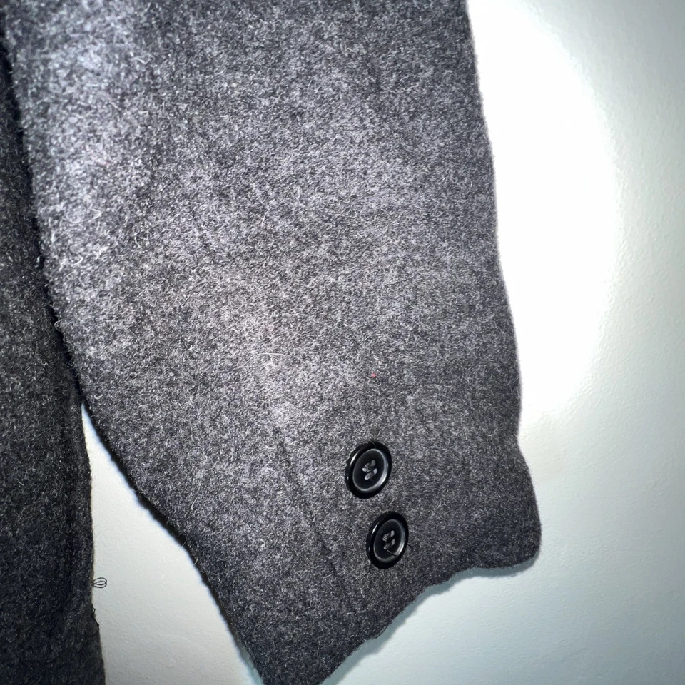 Abrigo clásico de mezcla de lana gris carbón vintage de Roaman para mujer talla grande B0 Foto 3 de 4