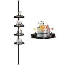 Shower Caddy Tension Pole with 4 L-Lazy Susan Organizer 360 Rotating 35-128 I...