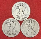 Lot 3 Key Walking Liberty Half Dollars 1919 P 1919 D 1919 S 90% Silver 50C Coins