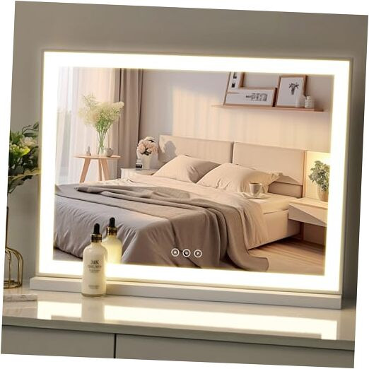LED Makeup Mirror with Lights - 18x22.8 Inch Large Lighted Vanity Mirror  -image
