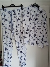 Ladies Blue Butterfly Pyjama Set Size 12 from New Look - Worn Once Washed Once