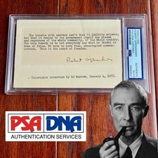 J. ROBERT OPPENHEIMER * PSA * Autograph SECRECY Quote Signed * ATOMIC Bomb