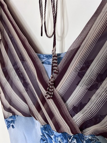 Anthropologie Size 2 Plenty By Tracy Reese Floral Print Silk Dress Blue Burgundy - Picture 5 of 9