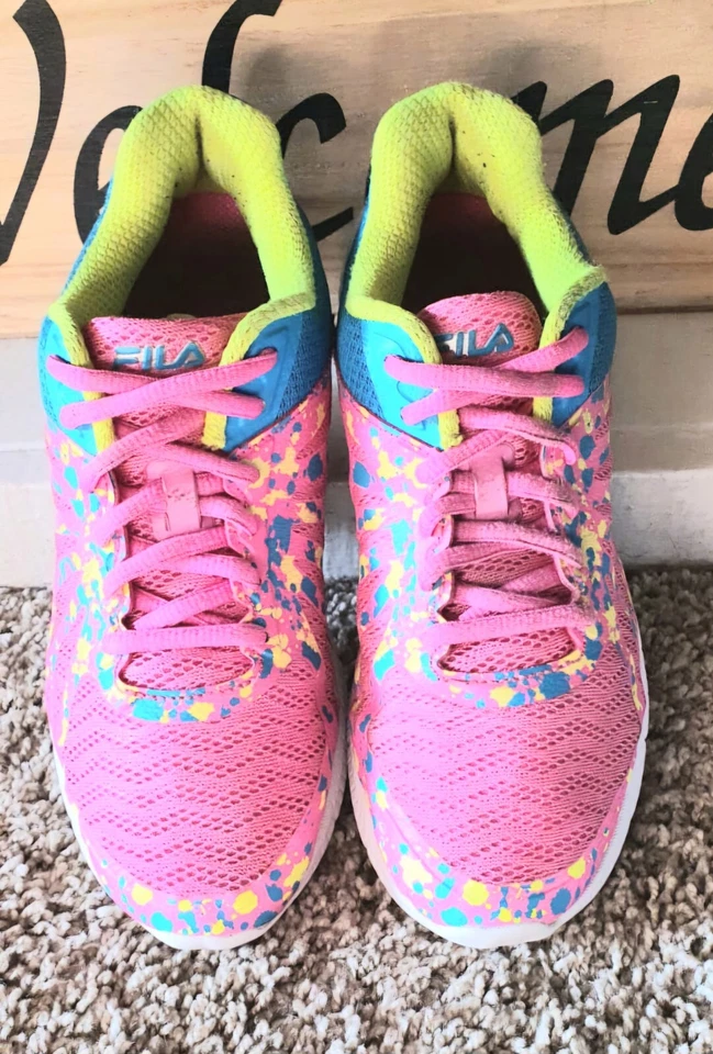 Fila Faction 2 Niñas Jóvenes 4M Rosa, Azul, Amarillo y Blanco Con Cordones Talla 4.5 Foto 2 de 4