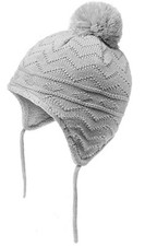 3D-Star Toddler Boys Earflaps beanie hat fur pompom Fleece Size M 12-24m