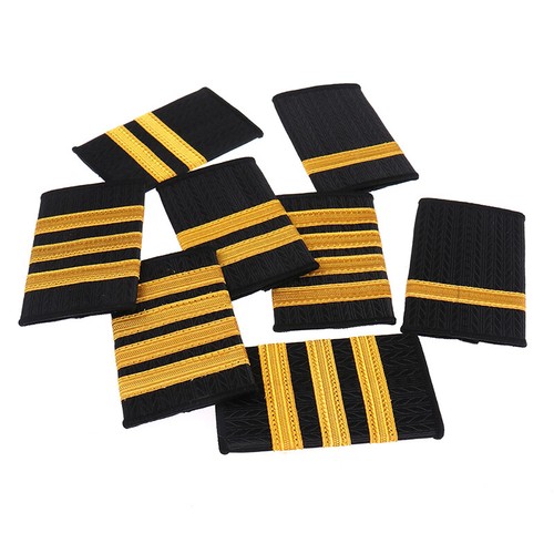 1Pair Epaulettes Professional Pilot Uniform Epaulets Gold Stripe Shoulder Bad YT - Picture 8 of 15