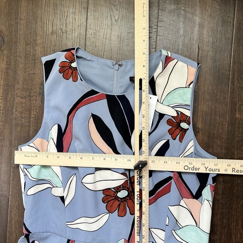 Ann Taylor Blue Floral Sheath Dress Round Neck Womens 10 Nwt - Picture 4 of 8