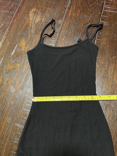 Reoria Rib Knit Maxi Slip Black Dress Adj Spaghetti Strap Bodycon Sz XS New $30 - Bild 10 von 11