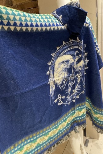 Handmade Alpaca Poncho, Native American, Eagle, Wolf, Perfect Gift For Christmas - Picture 5 of 8