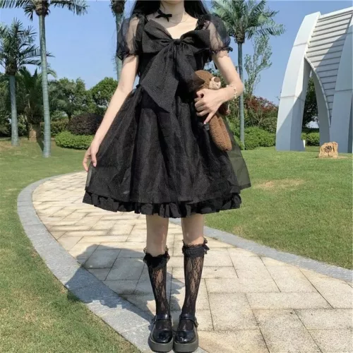 Mujeres Lindo Estilo Lolita Ropa Precioso Estilo Japonés Dulce Vestido Kawaii Vintage - Imagen 5 de 13