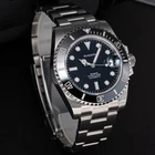 Sugess Sub Black 40mm Automatic Seiko NH35A Men's Diver Watch Engraved Rehaut