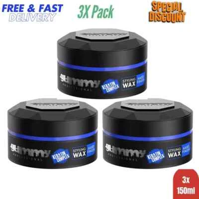 3x NEW 2020 Diamond Series Fonex Gummy HARD FINISH BLUE Hair Styling Wax 150ml
