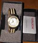 GRUEN WOMEN'S QUARTZ GOLD TONE WRISTWATCH GR2150L JEWELED DIAL SMALL WRIST — photo 2