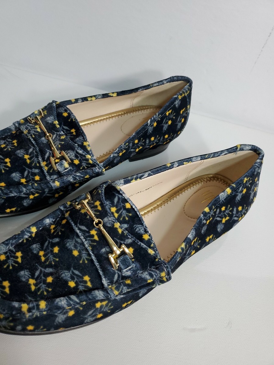 CABI WOMANS SHOES Size M VELVET FLORAL LOAFERS NEW! - Main Image