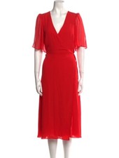 New Alice + Olivia Suri Flutter Sleeve Red Midi Dress Size 10