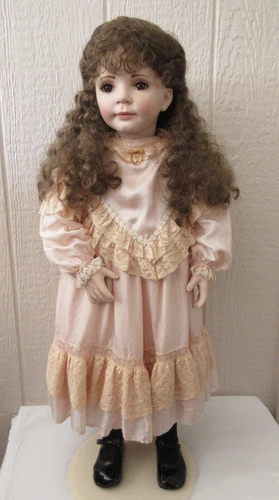 Vintage OOAK Signed Artist Porcelain Doll 30" Rachel Vintage Child's Dress
