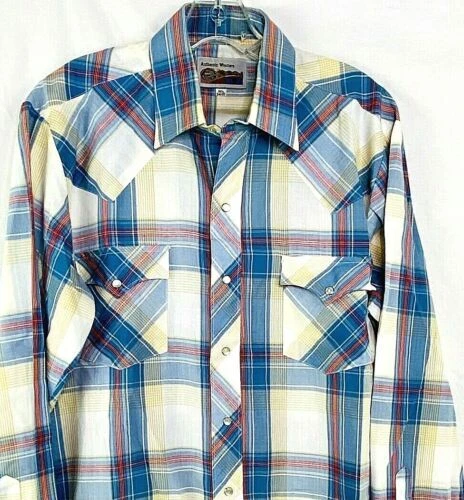Western Cotton Blend Plaid Dress Shirts for Men