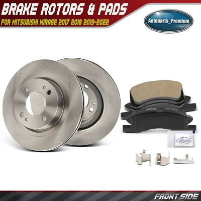 6Pcs Front Side Disc Brake Rotor & Ceramic Brake Pad for Mitsubishi Mirage 17-22