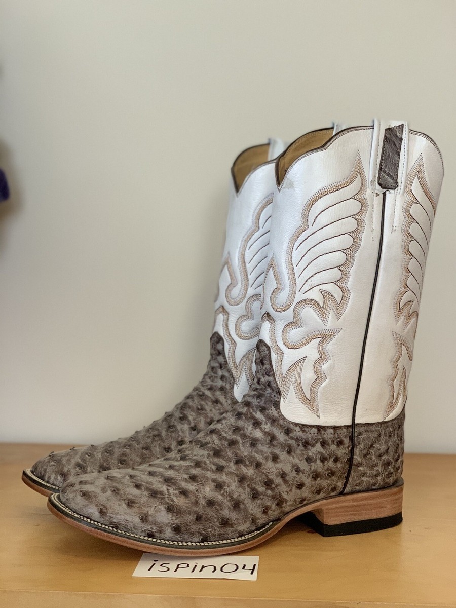 HACIENDA BOOTS★本牛革ブーツ★US7(25cm)★ Hacienda Boot Co. grey dress western cowboy ostrich leather square