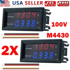 2PC M4430 DC 100V Digital Voltmeter Ammeters LED Display Voltage Amp Panel Meter