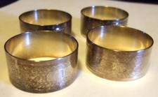 Silverplate Napkin Rings Set of Four Vintage Family Heirloom