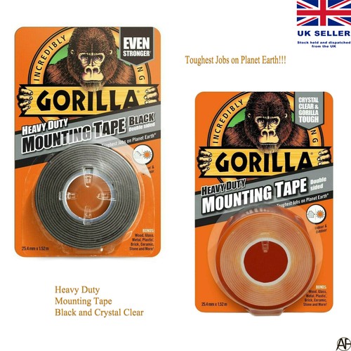 Gorilla Glue Heavy Duty Mounting Tape Double Sided Weatherproof Clear And Black eBay
