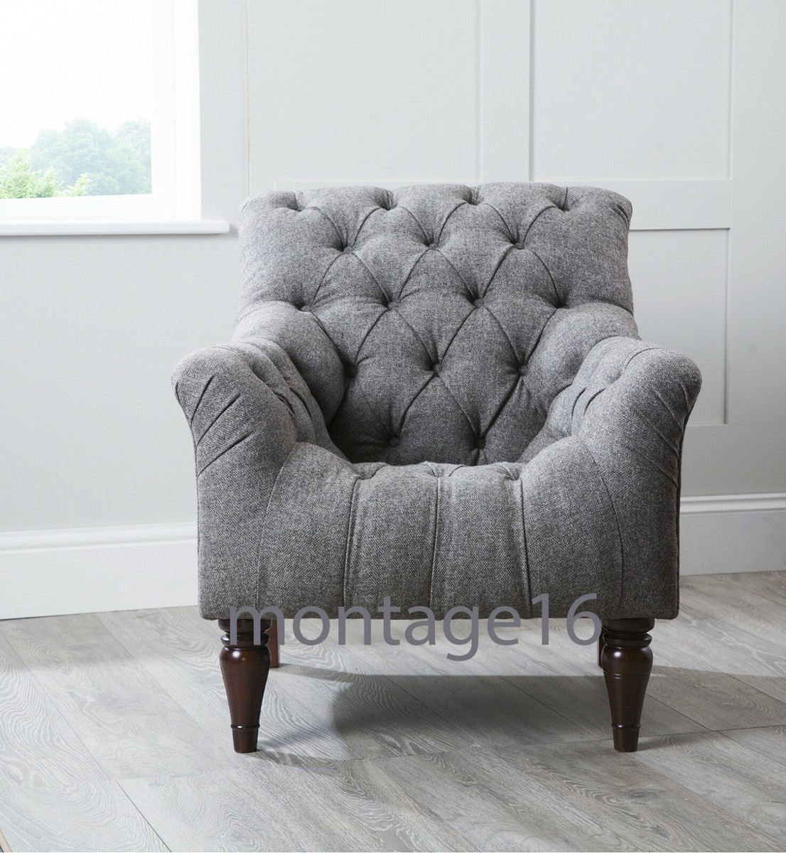 Furniture Tetrad Skittle Armchair Stirling Harris Tweed Grey
