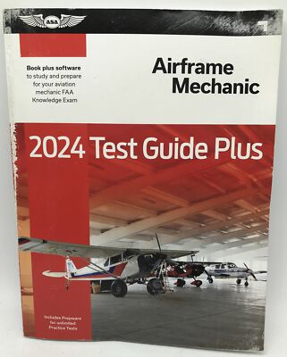 2024 Airframe Mechanic Test Guide Plus : Paperback-Acceptable- Cover Damage