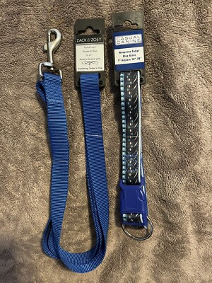 Zack & Zoey 6  Blue Leash Casual Canine Aztec Blue Collar 18-26  NWT Set