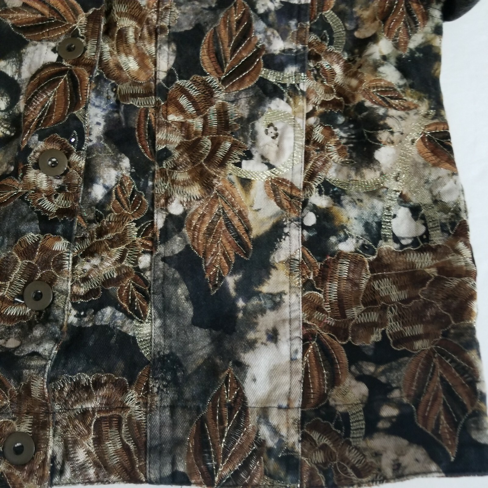 Chico's Design Button Jacket Embroidered Leaves F… - image 7