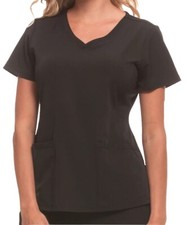 HH Works Healing Hands Women s Monica 4 Pocket V Neck Scrub Top XS Black NWT