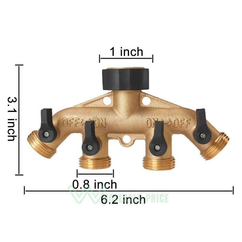 4 Way Heavy Duty Garden Hose Splitter 3/4