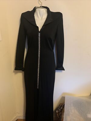 Black Tuxedo Maxi Dress Crystals in The Front V-Neck Collar Long Sleeve Gown, L | eBay Black Tuxedo Maxi Dress Crystals in The Front V-Neck Collar Long Sleeve Gown, L | eBay