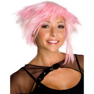 Pink Pixie Wig Cyber Punk Rock Short Hair Womens Adult Costume