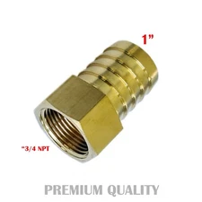 1" HOSE BARB X 3/4" FEMALE  Brass Pipe Fitting NPT Thread Gas Fuel Water