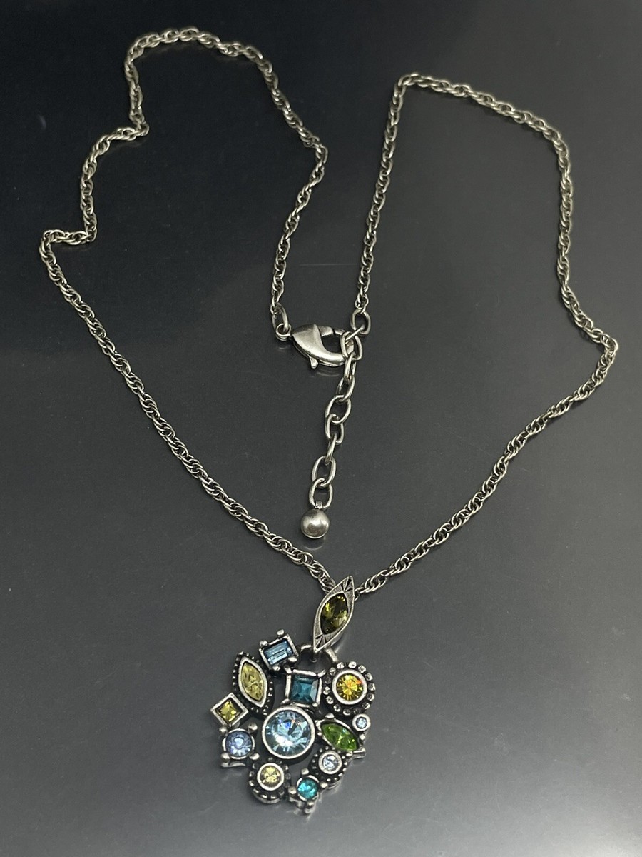 Patricia Locke Signed '07 USA Silvertone Crystals Pendant