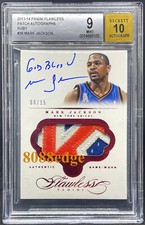 2013-14 FLAWLESS PATCH INSCRIPTION AUTO: MARK JACKSON #8/15 BGS 9 AUTOGRAPH 10