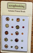 Target Brand 20pc AUTUMN PRINTED BRADS LEAVES APPLES ACORN Fall Season Scrapbook