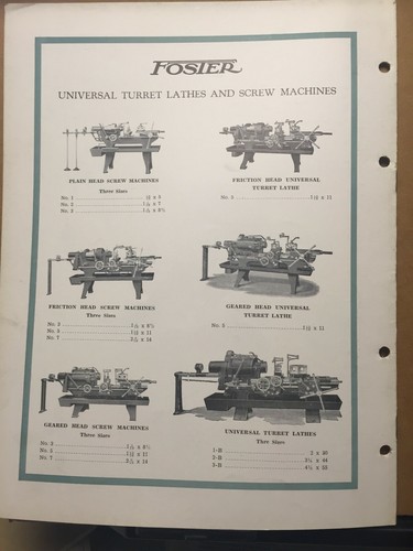Vintage Foster Machine Co Katalog Nr. 7 Schrauben Maschine Drehmaschine ~1930 Werkzeug Elkhart IN - Bild 6 von 6