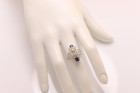 Art Deco Blue Sapphire Ring and Diamonds 18k Gold and Silver 925 — photo 7