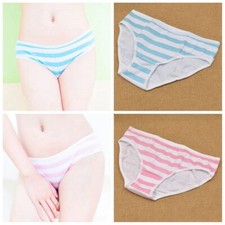 Japanese Anime Girl Shimapan Lingerie Panties Striped Blue and White Underwear