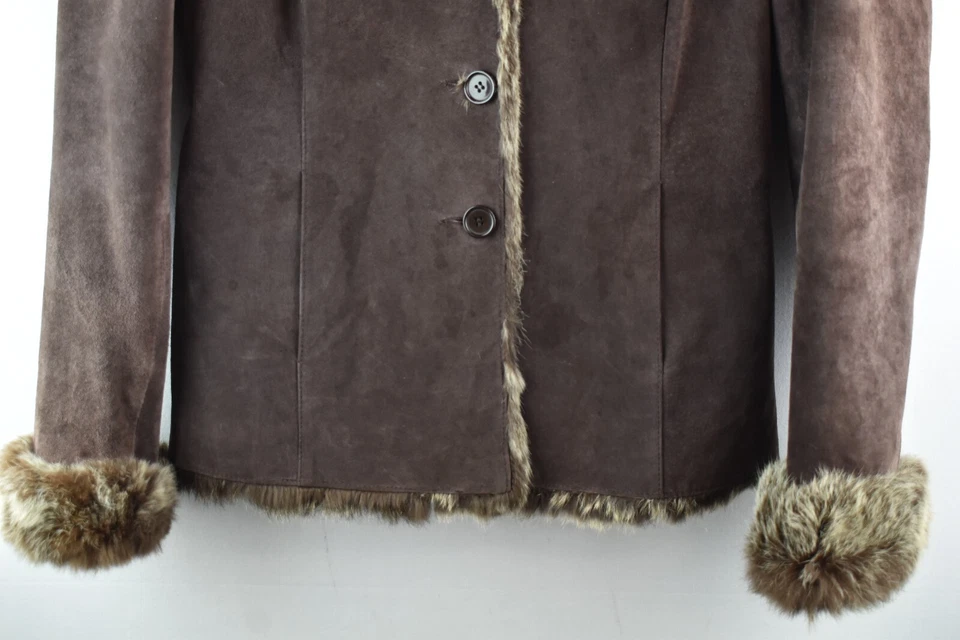 Firenze 1957 Womans Leather Suede Button Brown Jacket Size M Vintage - Image 3 of 4