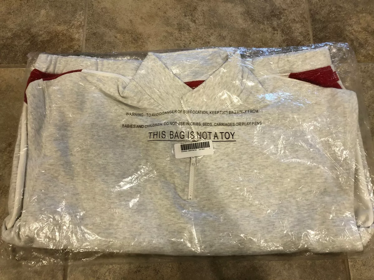 SUPREME SS20 CROSS HALF ZIP SWEATSHIRT ASH GREY LARGE L AUTHENTIC NEW IN HAND
