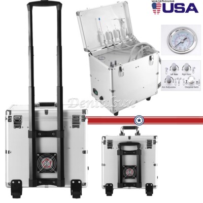 Dental Portable Unit + Oilless Air Compressor + Handle Pull Rod ...