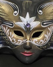Original Venezia Masquerade Cat Face Mask Wall Decor Handpainted Made in Italy